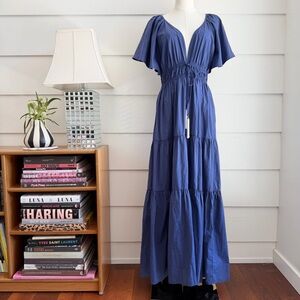 Young Fabulous & Broke Blue Tiered Maxi Dress size M